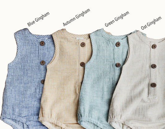 Gingham Romper--Gender Neutral