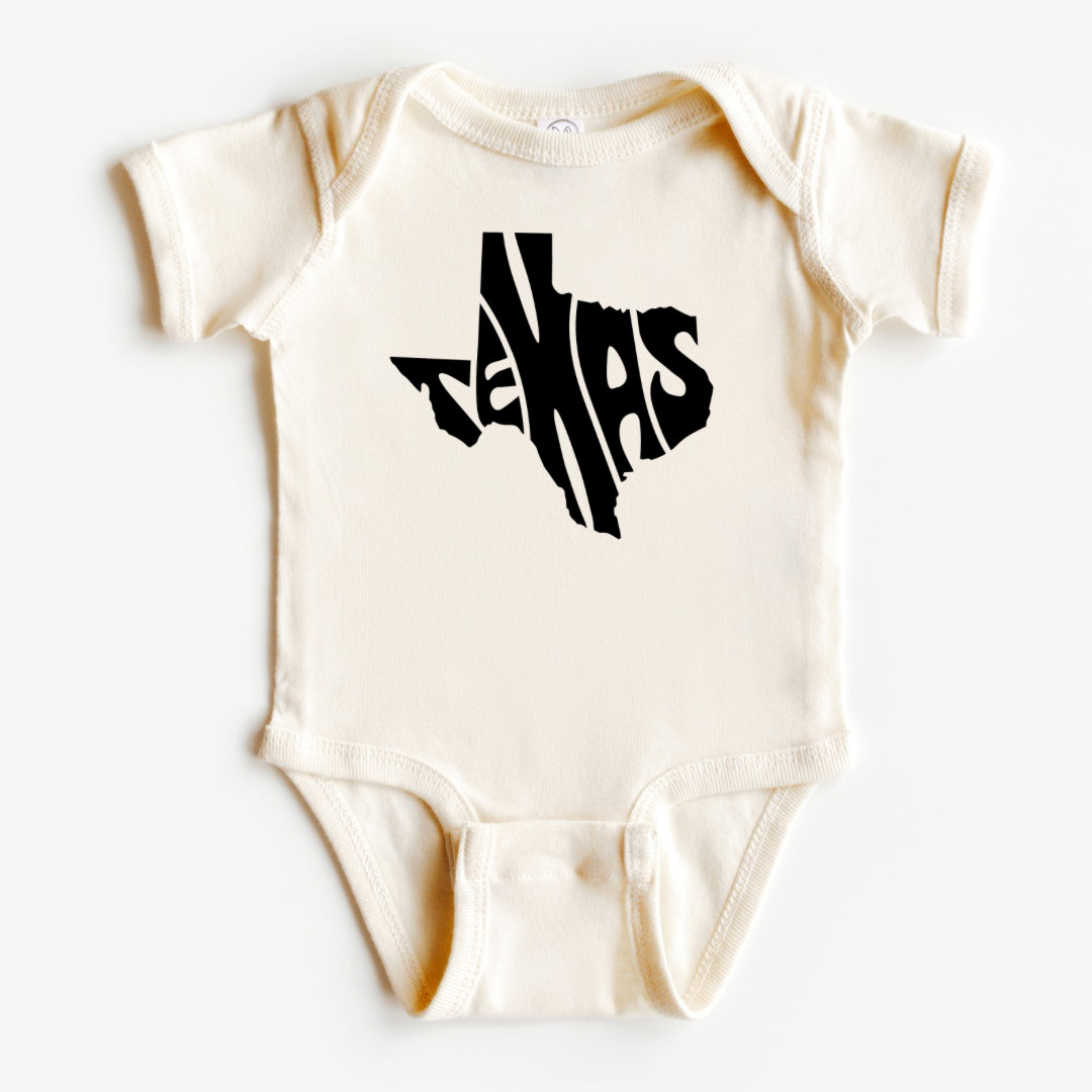 Texas State Outline Baby Bodysuit | Kids Clothing | Baby