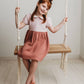 Colorblock Collar Dress- Soft Rose