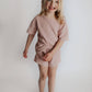 Rose Pink Summer Waffle Toddler Top & Bottom Set