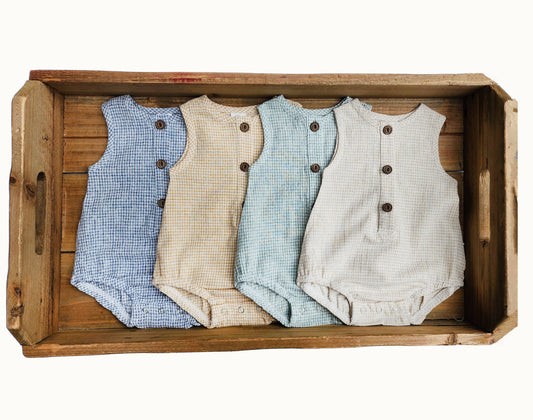 Gingham Romper--Gender Neutral