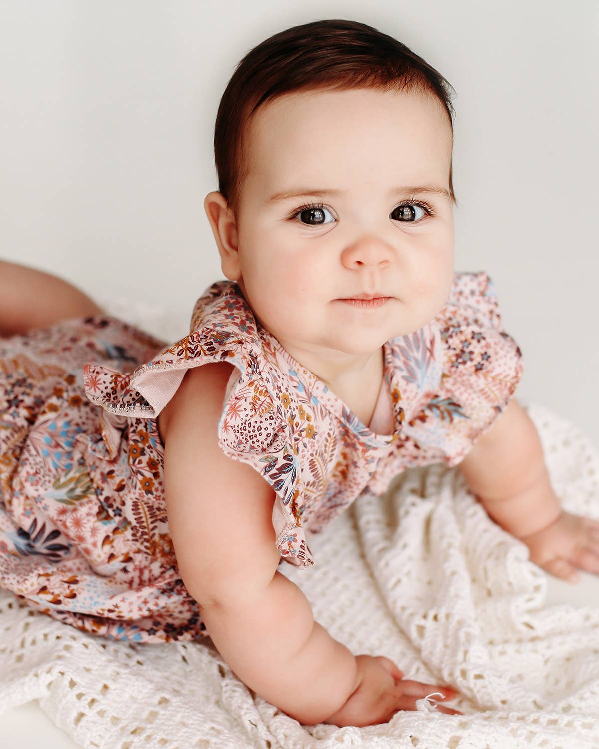 Flutter Sleeve Short Romper- Spring Garden- Lilac
