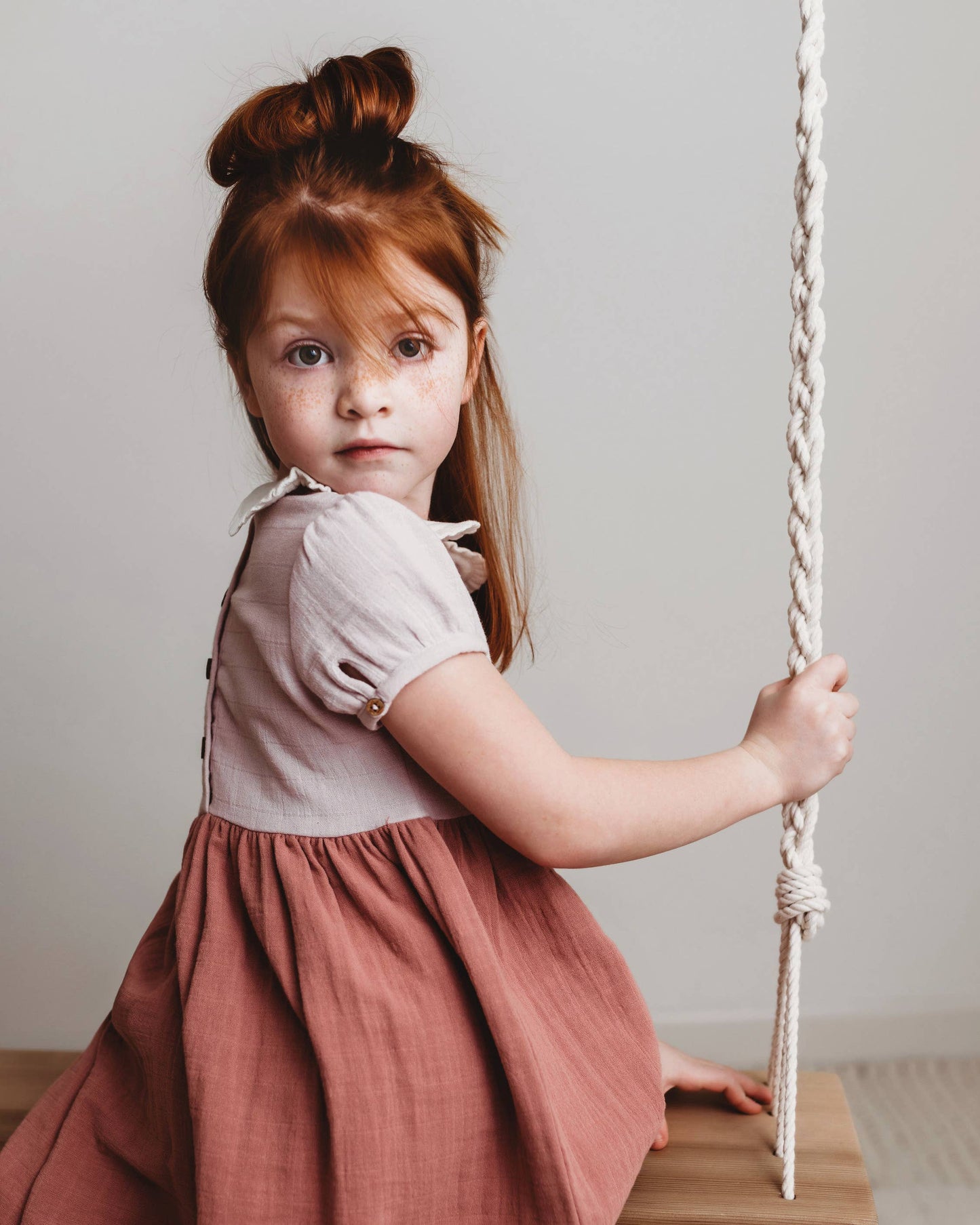 Colorblock Collar Dress- Soft Rose