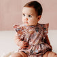 Flutter Sleeve Short Romper- Spring Garden- Lilac
