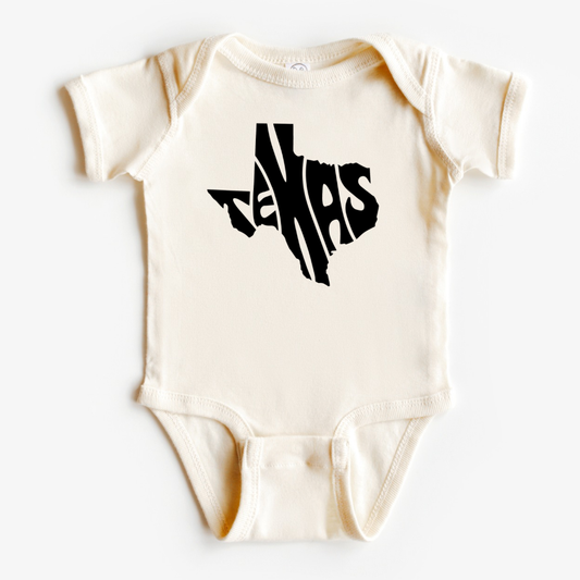 Texas State Outline Baby Bodysuit | Kids Clothing | Baby 